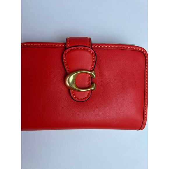 Coach Tabby Wallet In Orange Red Gold Hardware NIB - Picture 6 of 7